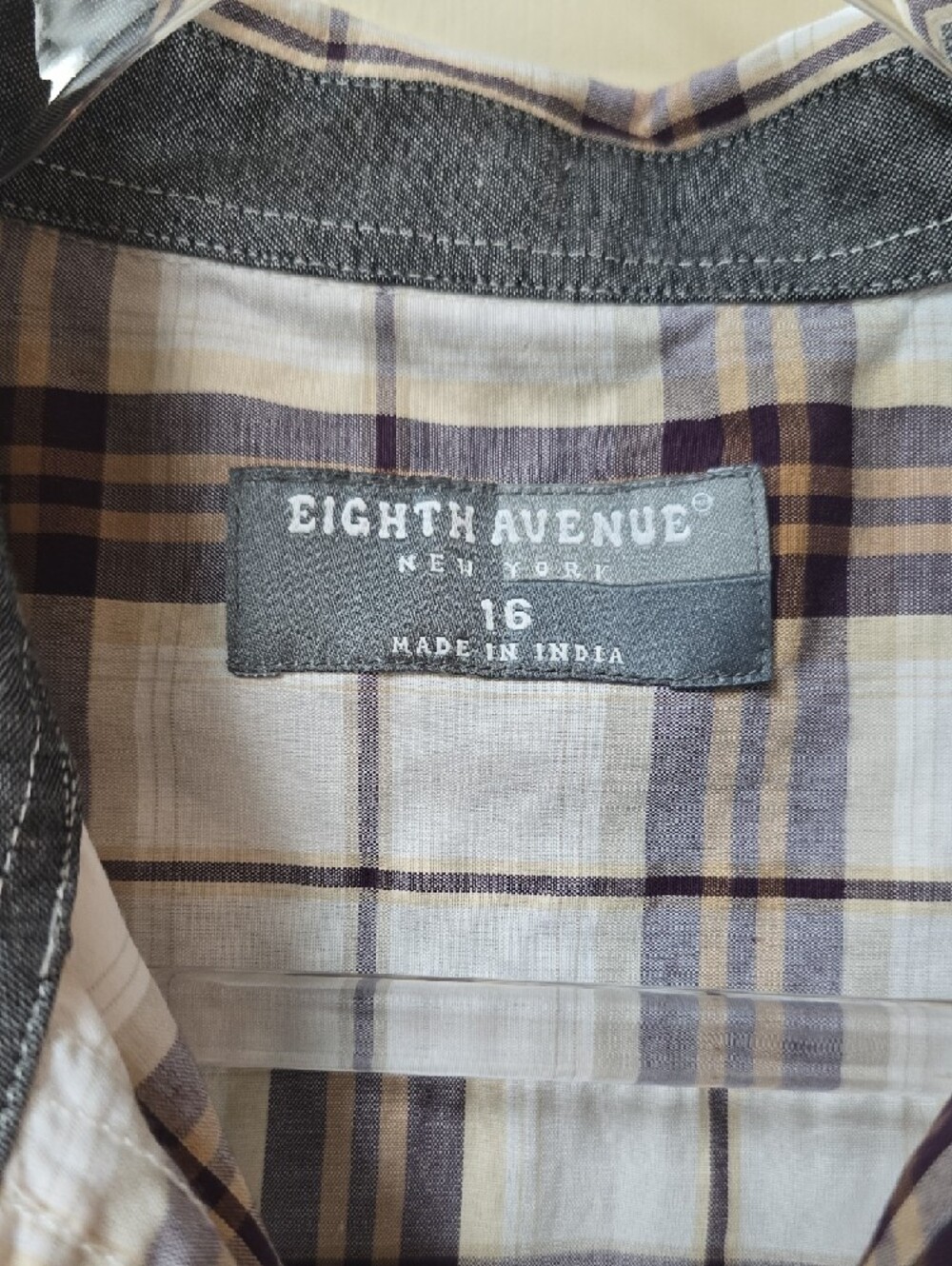 Eighth Avenue | Boy's |Short-Sleeve | Plaid | Button-Up | White & Brown| Size 16 - Picture 4 of 6